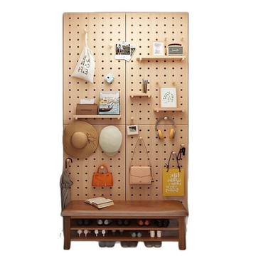 實木洞洞板置物架掛板墻上木質入戶玄關門口墻面縫紉機線架其他[DD050109]