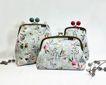 灰綠枝頭 豆豆口金包 手拿包 手機包 肩背包 隨身包