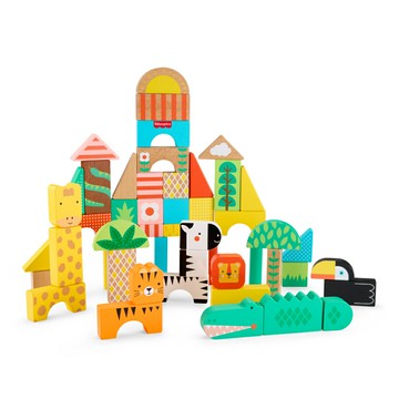 Fisher-Price費雪木製玩具叢林積木組★衛立兒生活館★