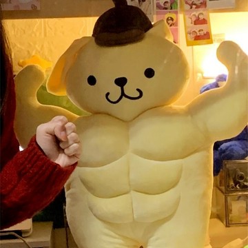 布丁狗 抱枕 靠枕🎀 可愛布丁狗肌肉狗毛絨玩具玩偶公仔抱枕床上陪睡抱枕生日禮物女男