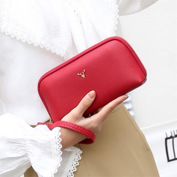 女士手拿包百搭實用手腕包2024上新荔枝紋手包拉鏈錢包大屏手機包