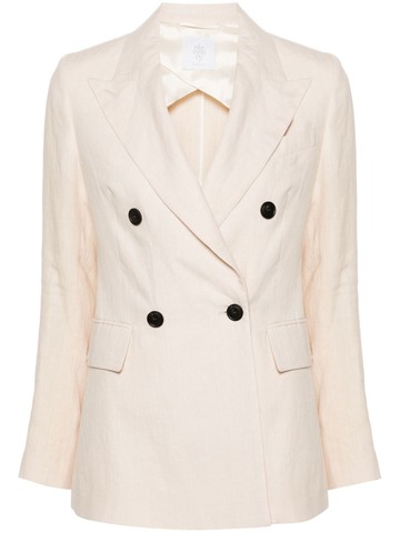 Eleventy - double-breasted linen blazer - women - Viscose/Linen/Flax/Polyester - 42 - Neutrals