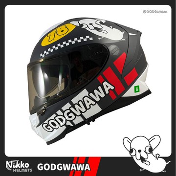 【2026年最新聯名款】NIKKO N806 Godgwawa 變種吉娃娃 飆風吉速 消光黑 全罩式安全帽