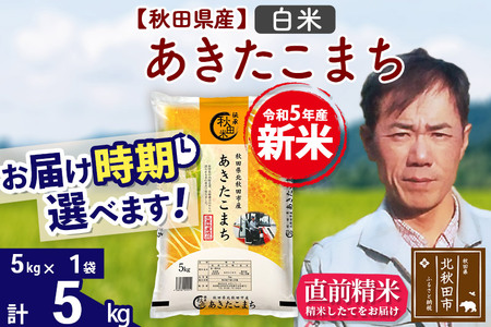 ＜新米＞秋田県産 あきたこまち 5kg(5kg小分け袋)令和5年産 お届け時期選べる お米 みそらファーム 発送時期が選べる