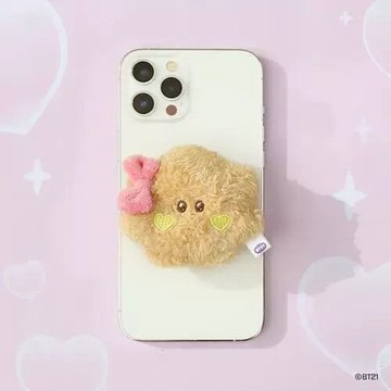 ⭐韓國代購正版預售⭐BTS防彈少年團BT21蝴蝶結毛絨玩偶可伸縮氣囊支架手機支架支撐