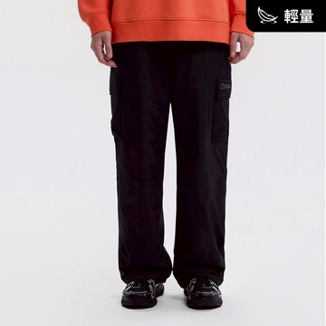 男女同款 NRN 鋪棉寬鬆 直筒褲 - 黑色
