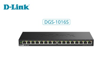 D-Link 友訊 DGS-1016S 16埠 1000Mbps Giga超高速乙太網路桌上型壁掛式 金屬交換器