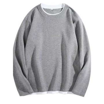 長袖t恤男款春秋季重磅華夫格圓領打底衫體恤內搭高級感加絨衛衣