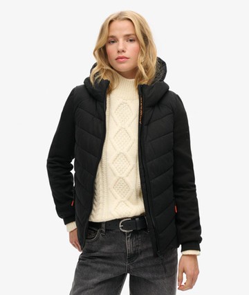 Superdry Women's Women's Hooded Storm Hybrid Padded Jacket Black - Size: 16 Size: 12