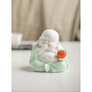 陶瓷彌勒佛事事如意柿子笑佛大肚佛客廳家居飾品桌面擺件工藝品