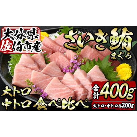 ふるさと納税 大分県 佐伯市 佐伯市産本マグロ 大トロ・中トロ 食べ比べ(合計約400g・大トロ200g・中トロ200g)