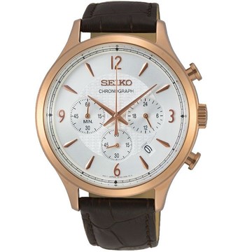 seiko SK037 精工錶 8T63-00M0K(SSB342P1) 紳士款時尚三眼計時腕錶/玫瑰金/白面 43mm｜樂天全館特惠中★指定刷卡回饋10%