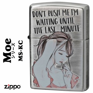 zippo(ジッポーライター)萌え MOE 銀イブシ エッチング クリヤーコート MS-KC　きれい  かわいい セクシー 送料無料【ヤマトメール便対応