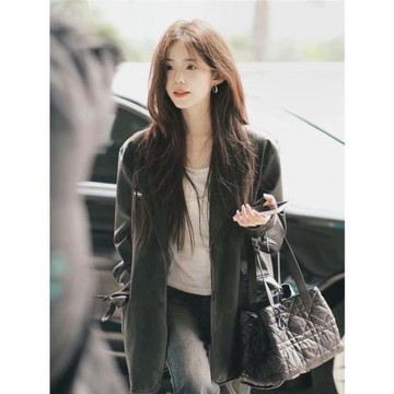 黑色皮衣外套女2025年春款高級感短款夾克今年流行小個子復古機車