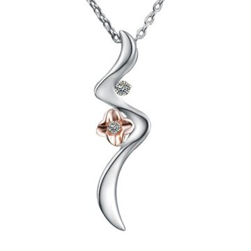 925純銀項鍊 鑲鑽吊墜-韓版時尚簡潔個性母親節情人節生日禮物女飾品73fy31【獨家進口】【米蘭精品】