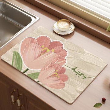 廚房衛生間吧臺硅藻泥吸水墊洗手臺水龍頭臺面速干防滑瀝水墊杯墊