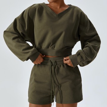 [WHAT O LOVE] V領軟綿短板衛衣-