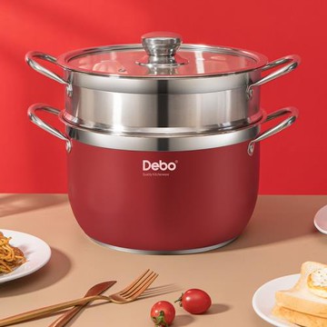 Debo德鉑高顏值不銹鋼多層蒸鍋湯鍋多用鍋