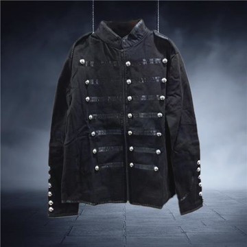 原E-MP復古維多利亞吸血鬼軍官暗黑哥特復古黑金屬修身紐扣夾克