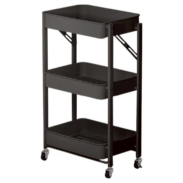 ONE HOUSE 免安裝折疊收納推車2件組 LM-K313-A1  黑色  3層