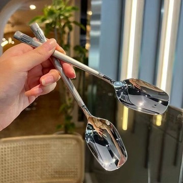 ⚡台灣出貨⚡北歐風格 精緻勺 甜點勺子 爆款勺 家用湯勺 餵飯 學生喫飯 網紅勺 韓式長柄 長勺 喫西瓜 顔值勺子