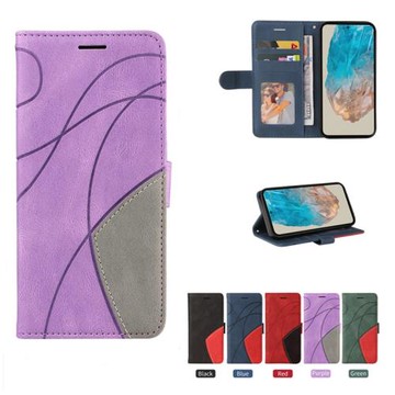 適用于LG K42/K52手機套保護套翻蓋式皮套軟硅膠全包邊外殼防摔電話插卡支架男女款雙色拼接時尚簡約個性ins