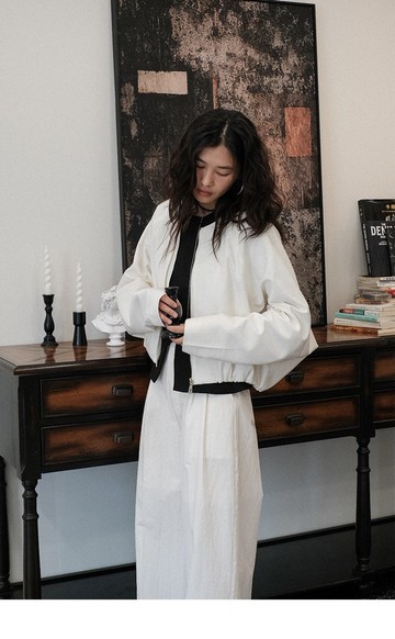 簡約花苞繭型蝙蝠袖拉鏈開衫夾克外套上衣女