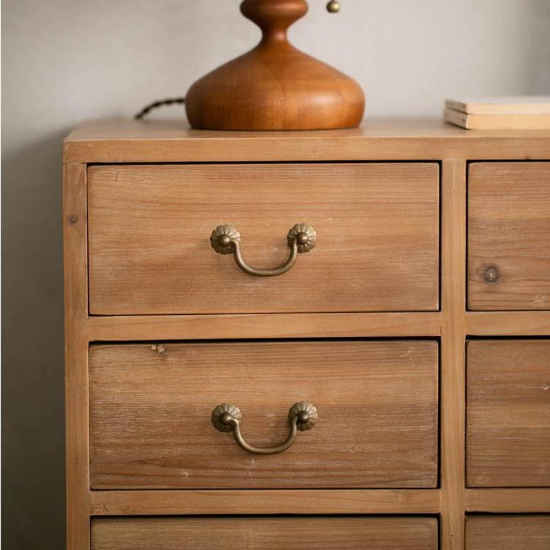 アンティーク 黒和タンス 3段 古家具 スギ ローチェスト 木味 チェスト