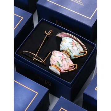 比翼雙飛咖啡杯子高檔精致骨瓷咖啡杯套裝禮盒裝閨蜜結婚情侶對杯
