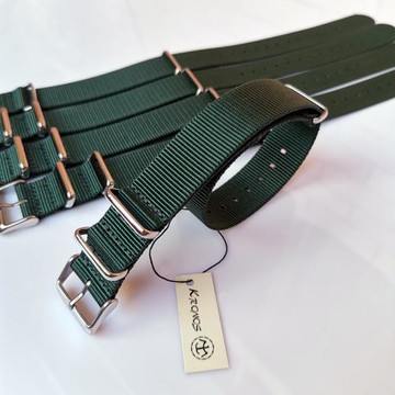 18mm20mm22mm24mm NATO 北約帆布尼龍表帶 戶外深草綠 方形扣薄款