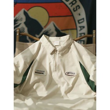 【高球】夏季日系短袖翻領polo衫男刺繡徽章休閑運動情侶裝潮T恤