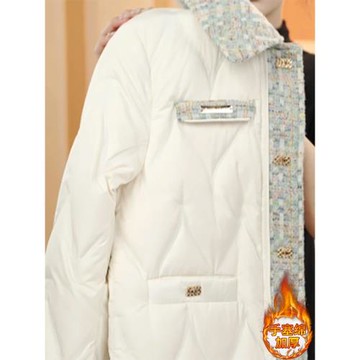 高端小香風流行短款羽絨棉服女2026冬季新款時尚拼接加厚保暖外套