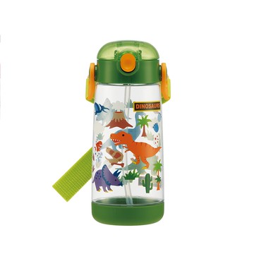 日本 SKATER - 兒童PET吸管水壺(480ml)-恐龍
