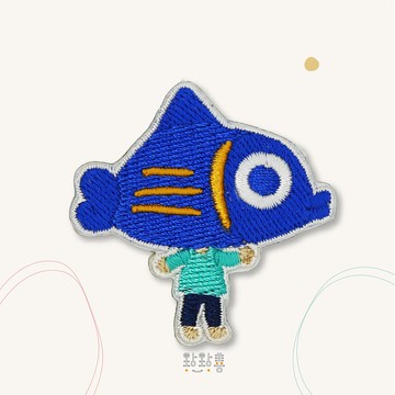 童趣刺繡貼-魚頭先生