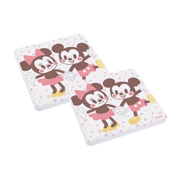 【Disney 迪士尼】珪藻土吸水杯墊-櫻花系列 牽手款 方 （2入/組） （10x10x0.9cm） _廠商直送
