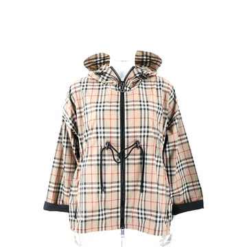 BURBERRY 巴寶莉 Vintage 格紋徽標抽繩典藏米色連帽外套(女款)