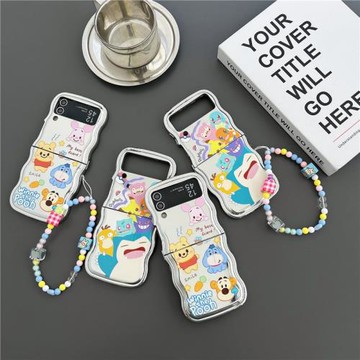 維尼熊寶可夢適用三星zflip6手機殼折疊屏zflip5硅膠保護套電鍍銀zflip4防摔軟殼W23 Flip3可愛卡通女款翻蓋