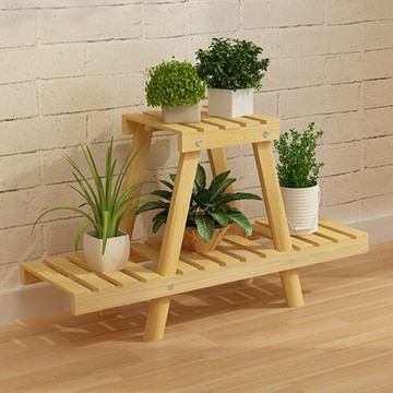 花架子 花架 木制陽臺花架 實木客廳盆景架子 木頭花架子 木質倆層地面組裝落地式