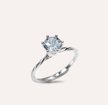 AND 海藍寶 藍色 圓形 6mm 戒指 蛻變系列 Spread 天然寶石