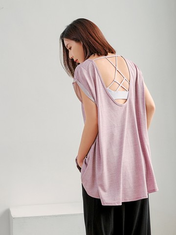 大U背鏤空涼感彈力傘狀上衣