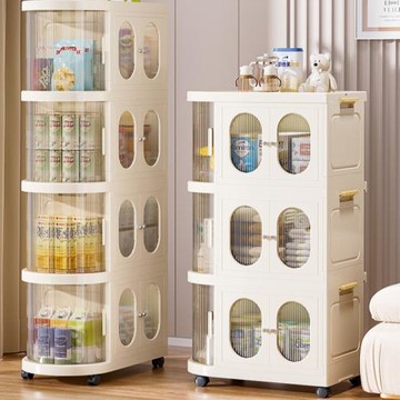 卷簾門折疊收納柜多層帶輪家用儲物柜透明可視衣服玩具塑料置物柜