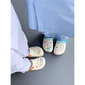 細細條 護士洞洞鞋男女可愛卡通eva情侶戶外休閑防滑兩穿涼拖鞋夏