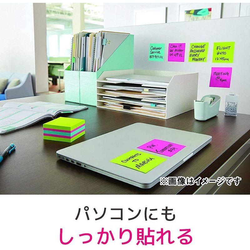 ポストイット 付箋 強粘着 ノート ネオンカラー 75×127mm 90枚×5冊 655-5SSAN