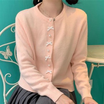 【巴黎精品】現貨+預購 法式針織外套寬鬆上衣針織衫毛衣大碼百搭休閒女裝-韓系蝴蝶結排扣女外套5色a1lg14