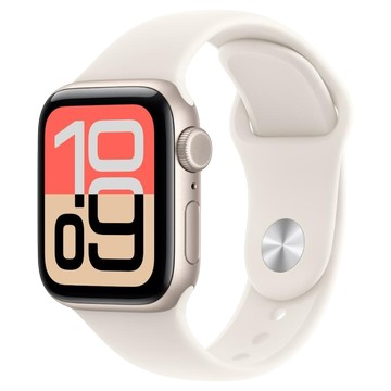 【現貨賣場】Apple Watch SE 3 2025 LTE 40mm 星光色鋁金屬-星光色運動型錶帶-S/M