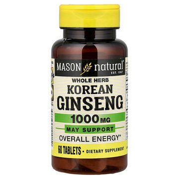 Mason Natural, 全草高麗人參，60 片