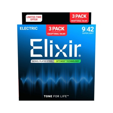 ELIXIR OPTIWEB 電吉他弦 鍍鎳鋼弦 極薄塗層 長效壽命 09-42 三包裝 (原廠公司貨)