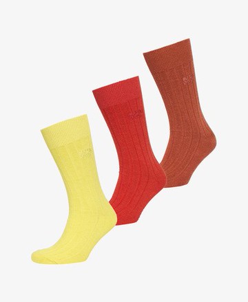 Superdry Women's Women's Organic Cotton Unisex Core Rib Crew Sock 3 Pack Yellow / Evening Primrose Marl - Size: M/L