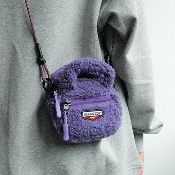 秋冬首選 晴天系列毛絨包 小眾休閒斜挎包 果醬紫