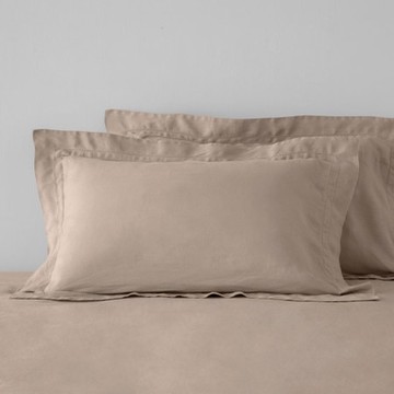 查莉繡洞款100%亞麻枕套2入 奶咖